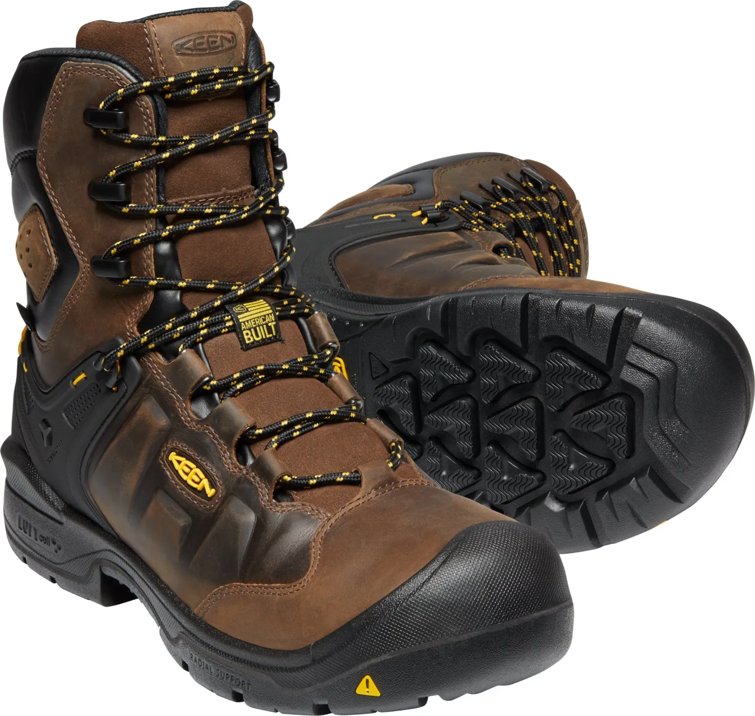 Keen Utility Mens Dover 8in WP 600 G Dark Earth/Black Leather Work Boots