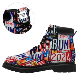 Personalized Trump Boots, Custom Support with Pride Boots, Patriotic Winter Boots